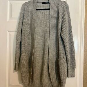 Gray Waffle Knit Long Sweater